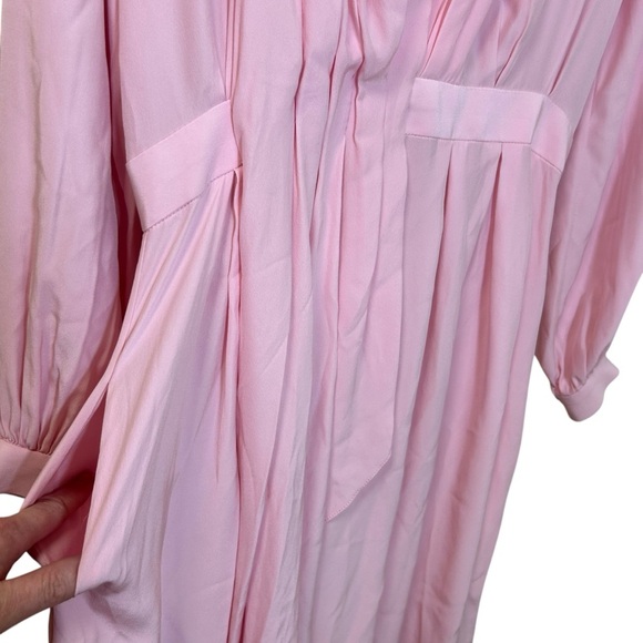 ADAM LIPPES - Pleated Draped Silk-Crepe Midi Dress in Baby Pink - Est Size XS, 0 - Picture 13 of 17